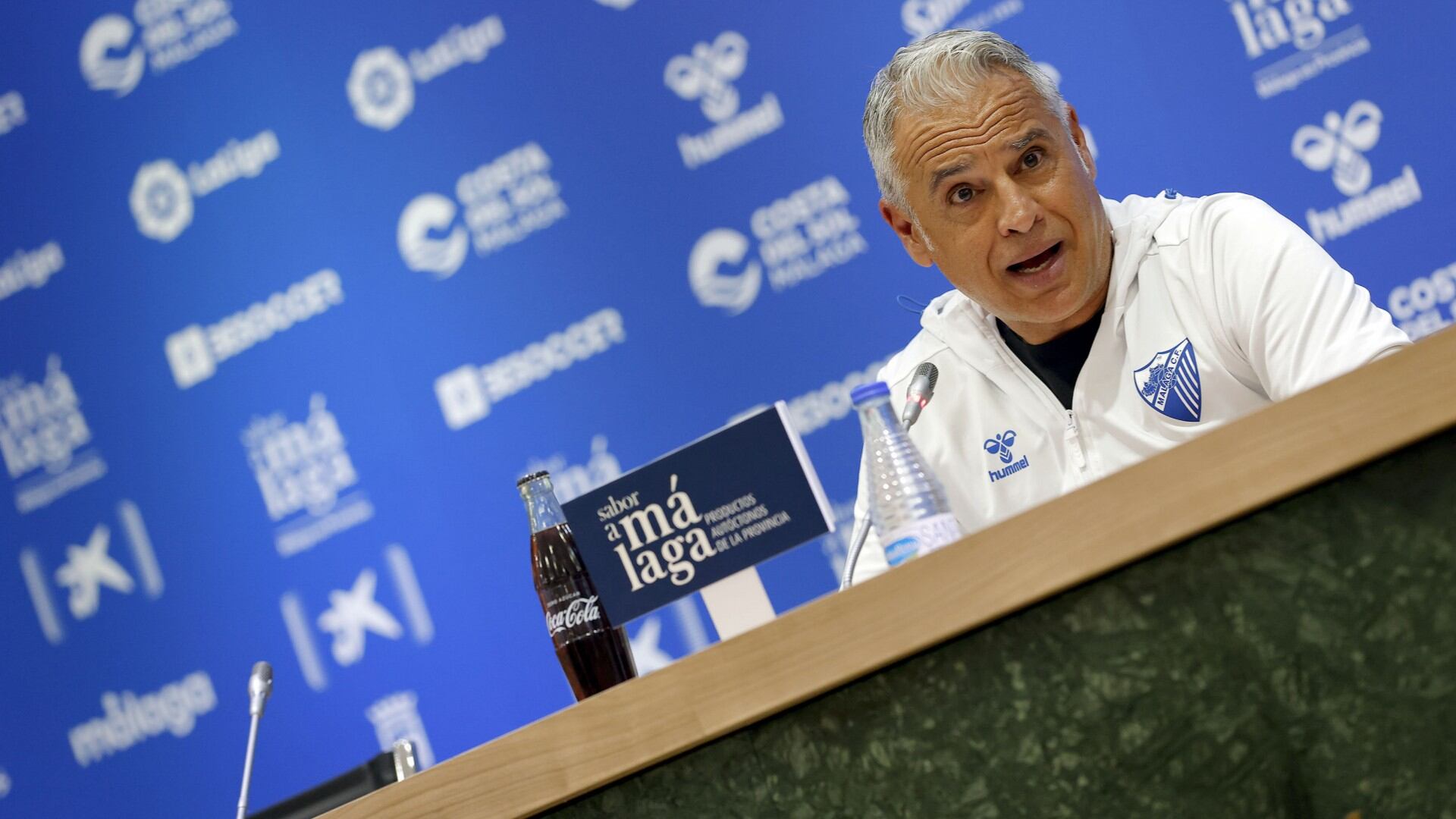 Pellicer, en la sala de prensa de La Rosaleda