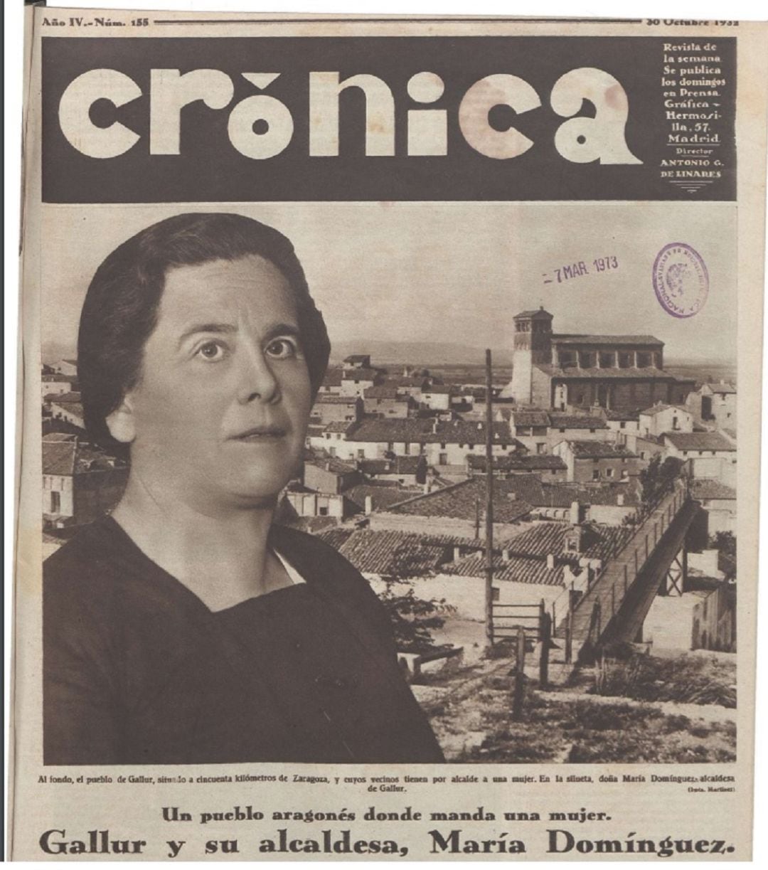 María Domínguez fue la primera alcaldesa democrática, durante la Segunda República