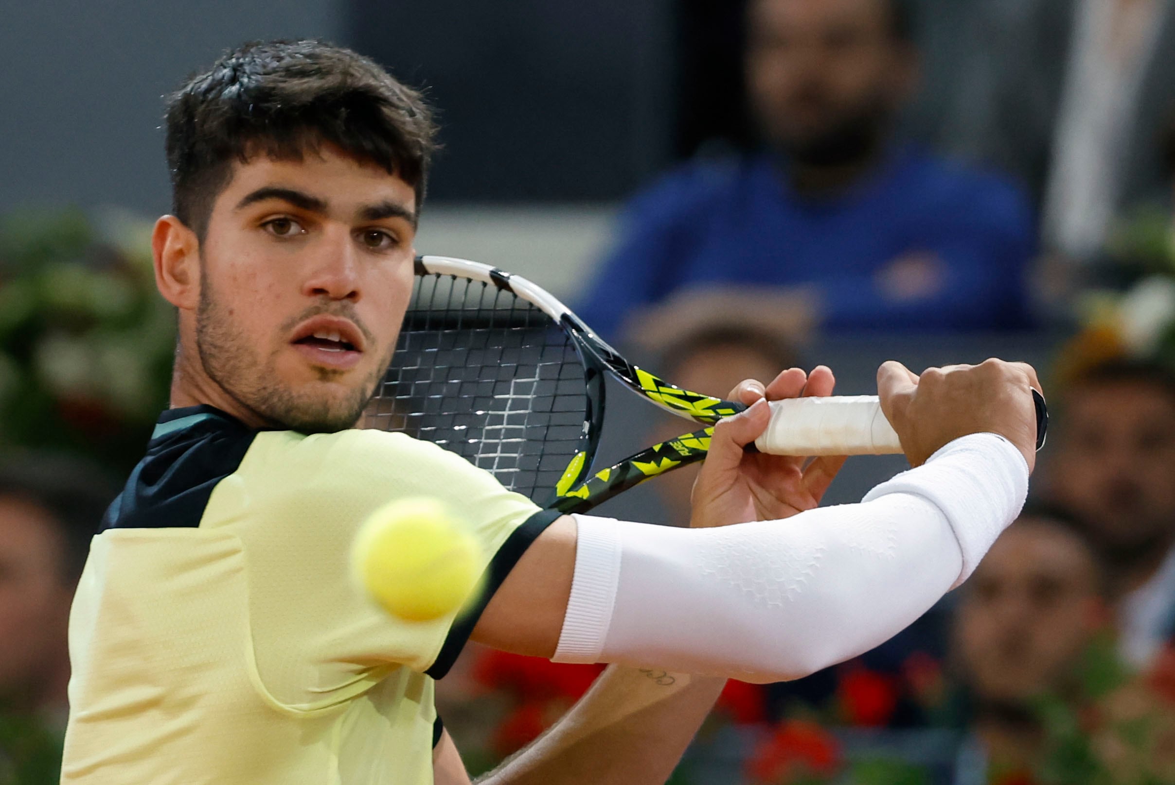 El tenista español Carlos Alcaraz, durante el partido ante el ruso Andréi Rublev