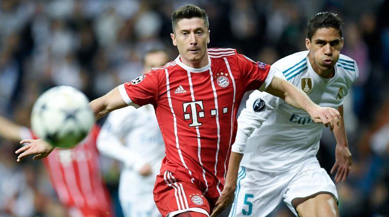 Robert Lewandowski, en la eliminatoria de Champions entre el Bayern y el Real Madrid.