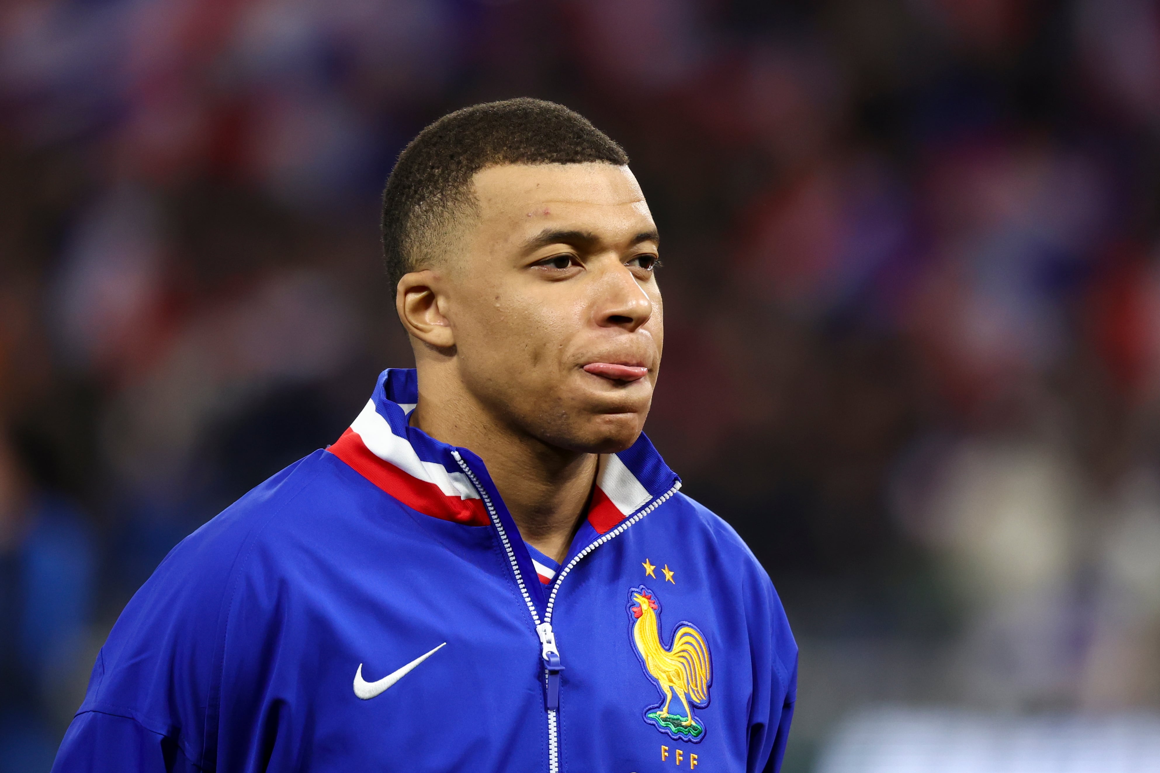 Kylian Mbappé, antes de comenzar el partido amistoso entre Francia y Alemania.