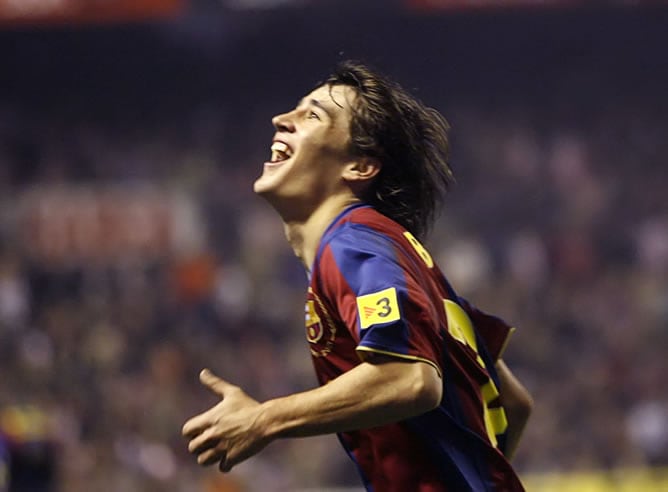 Bojan KrKic celebra un gol contra el Athletic.