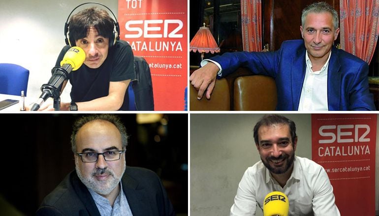 De arriba a abajo y de izquierda a derecha, Juan Carlos Ortega, Javier Sardá, Enric Juliana y Pere Estupinyà.