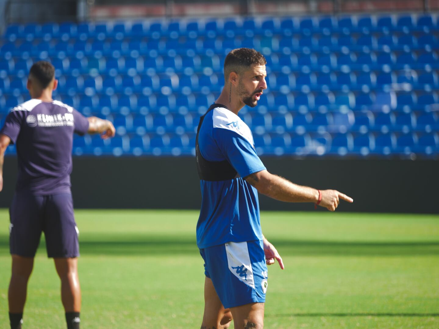 El delantero del Hércules, Fran Sol, en la sesión de entrenamiento de este viernes en el Rico Pérez. Foto: Hércules CF