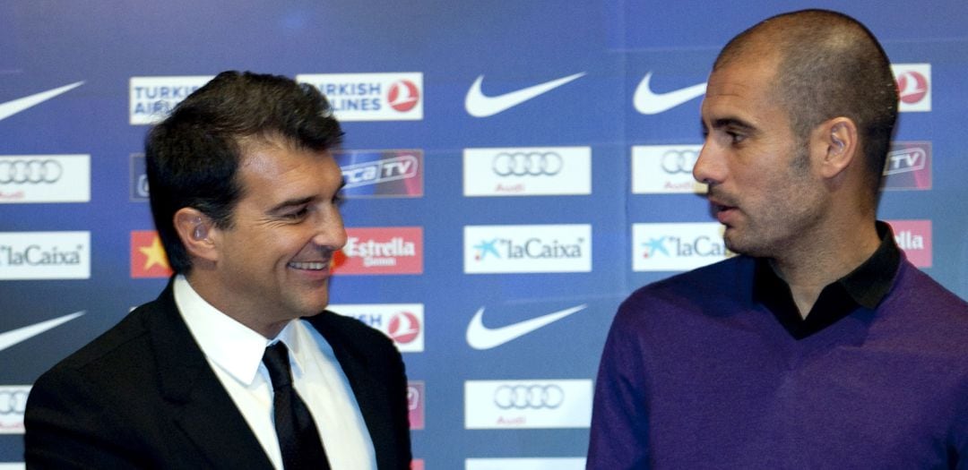 Joan Laporta y Pep Guardiola, durante la etapa en las que ambos estuvieron en el Barcelona