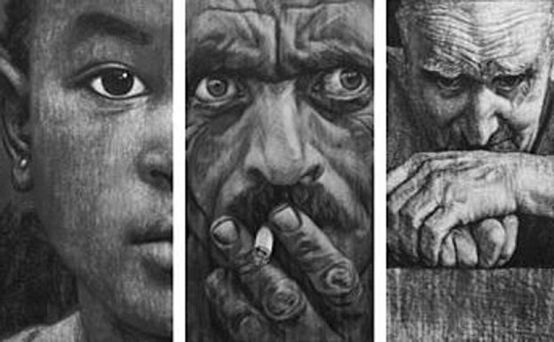 DIbujos del artista cubano Juan Guillermo Garcés en la exposición Blanco y Negro