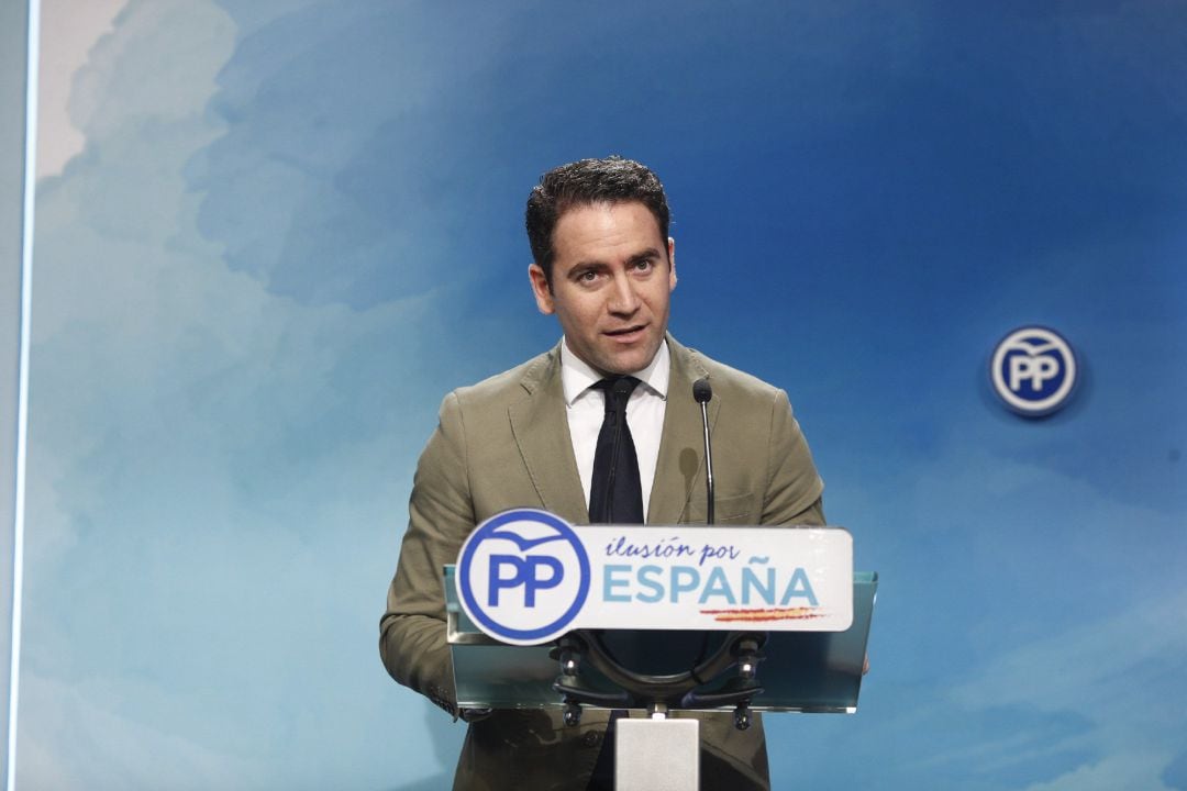 El secretario general del PP, Teodoro García, en la sede nacional del partido.