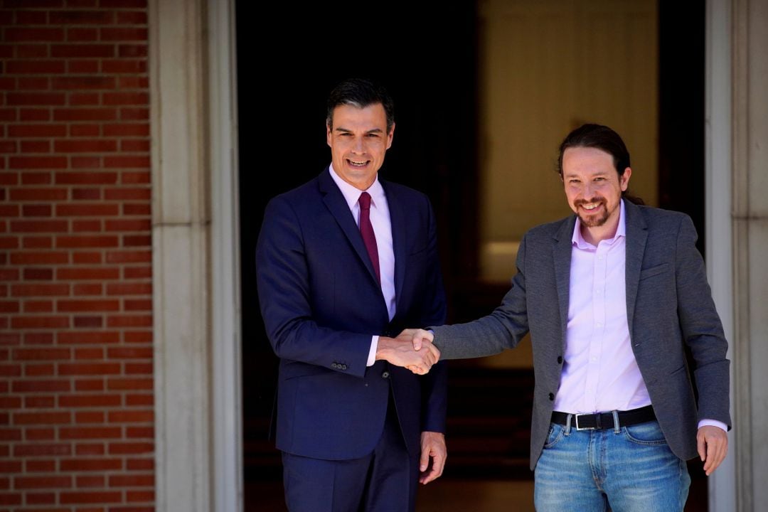 Pedro Sánchez y Pablo Iglesias en una reunión en la Moncloa.