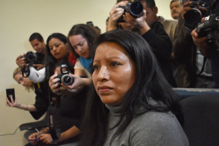 Teodora Vásquez en un momento de la audiencia para la revisión de su condena en diciembre de 2017. 