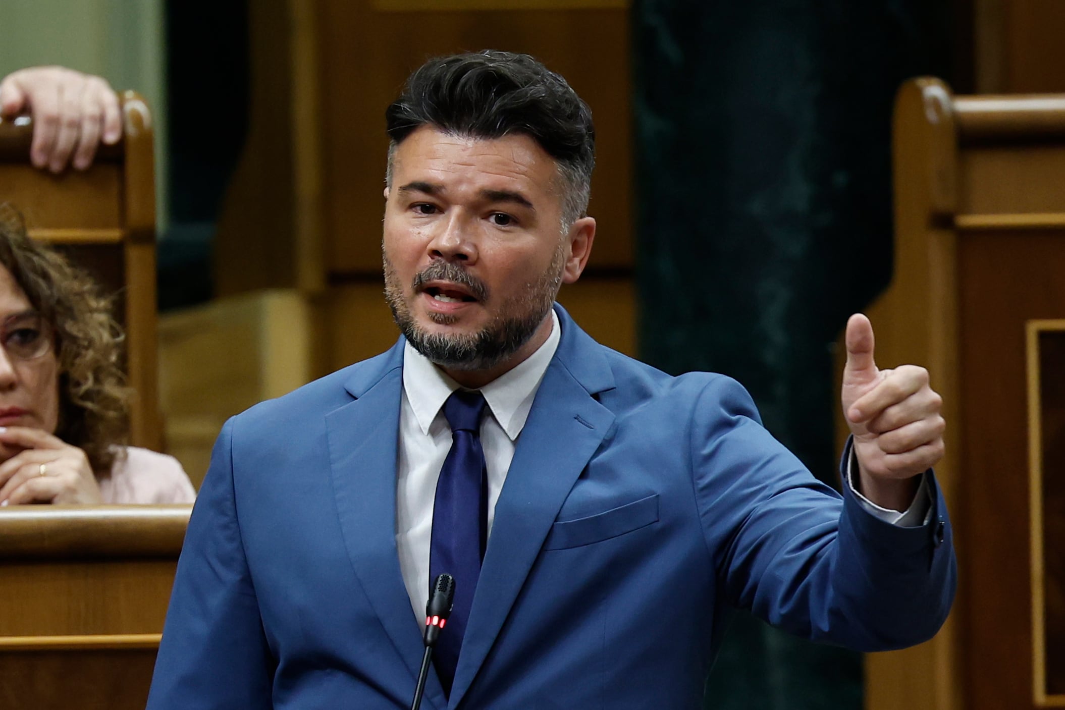 MADRID, 18/06/2025.- El portavoz de ERC en el Congreso, Gabriel Rufián, interviene durante la sesión de control al Gobierno que se celebra este miércoles. EFE/ Chema Moya
