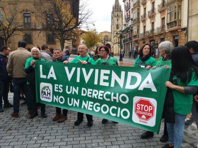 Momento de la manifestación, en Oviedo