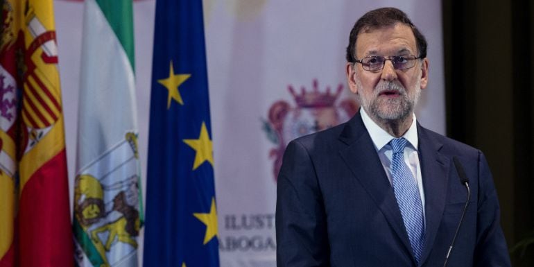 El presidente en funciones del gobierno, Mariano Rajoy, durante su intervención en el XII Congreso Jurídico de la Abogacía ICA-Málaga