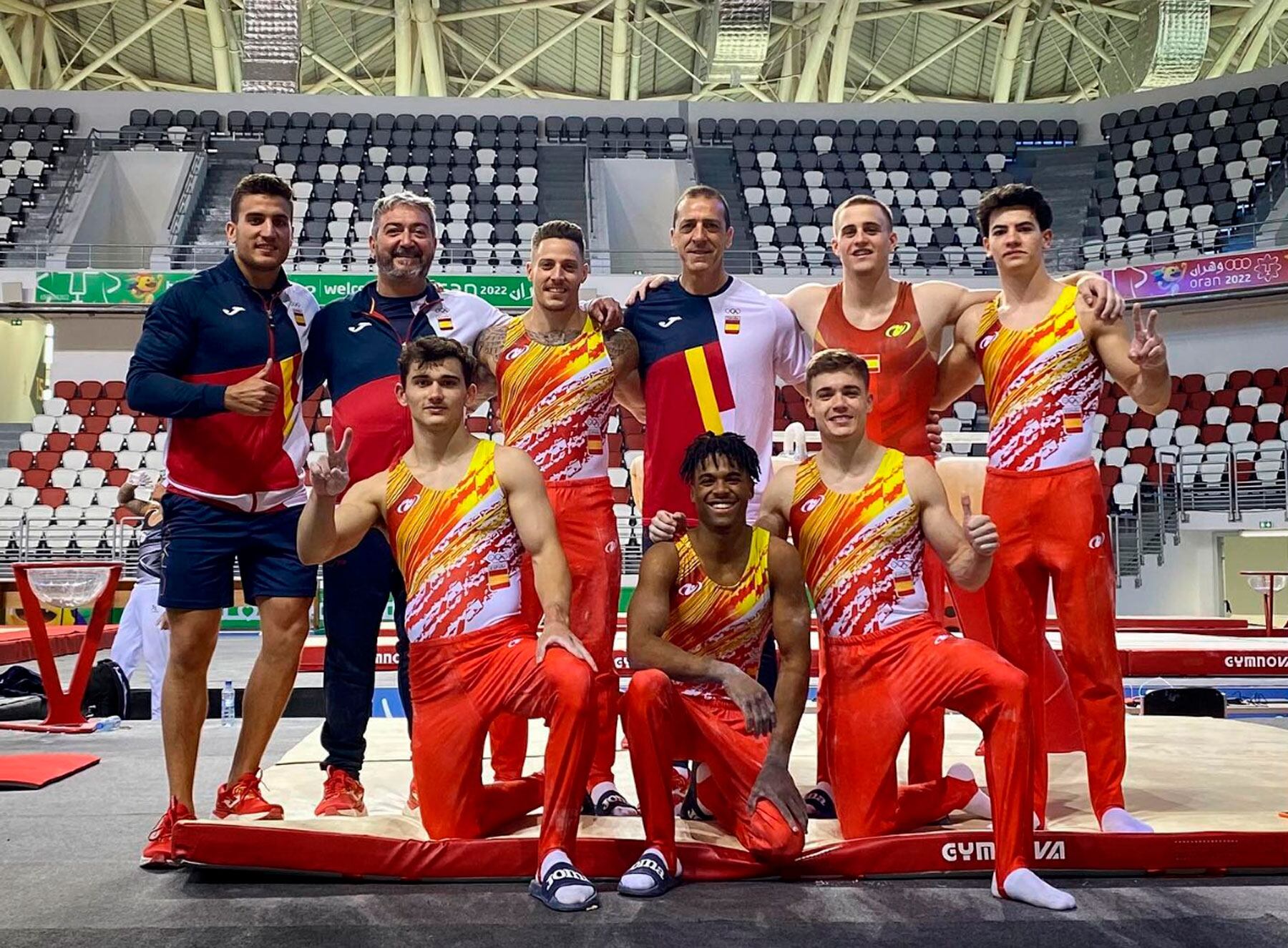 Néstor Abad, en el centro de la imagen, con el resto de compañeros de la Selección Española, en los pasados Juegos Mediterráneos