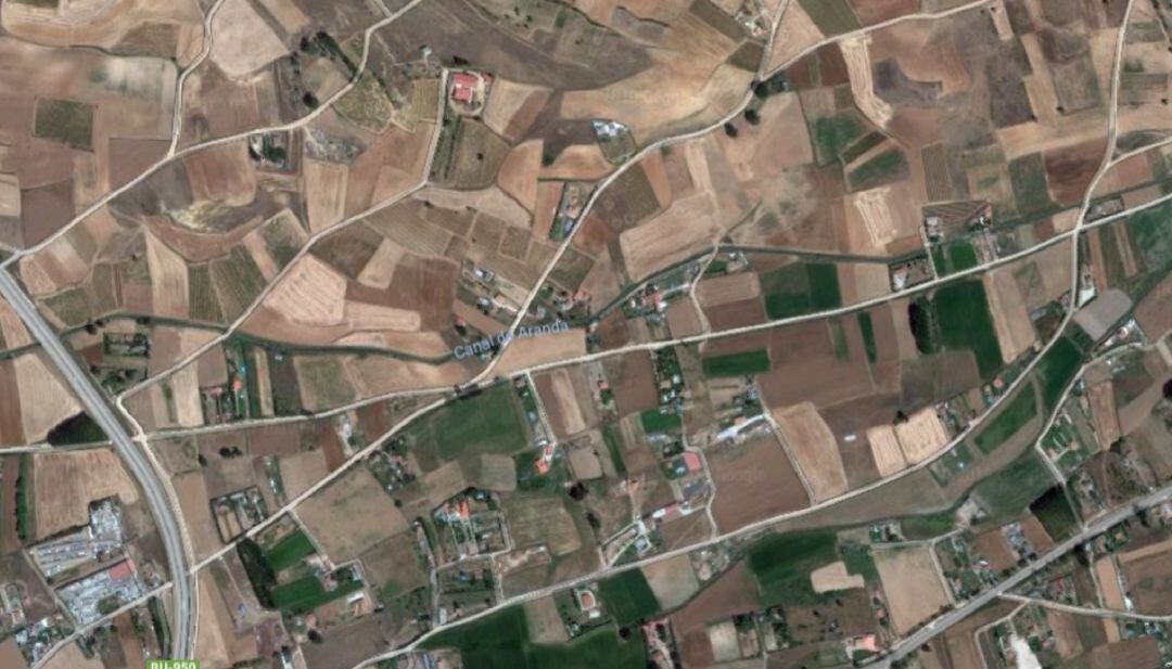 Vista aérea de parte de las fincas rústicas de Aranda
