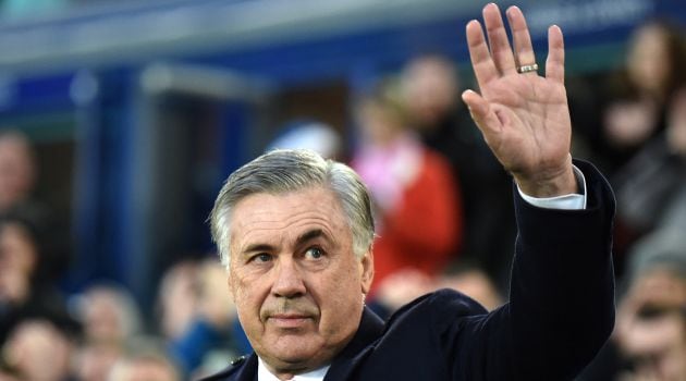 Carlo Ancelotti, durante su debut con el Everton en Goodison Park