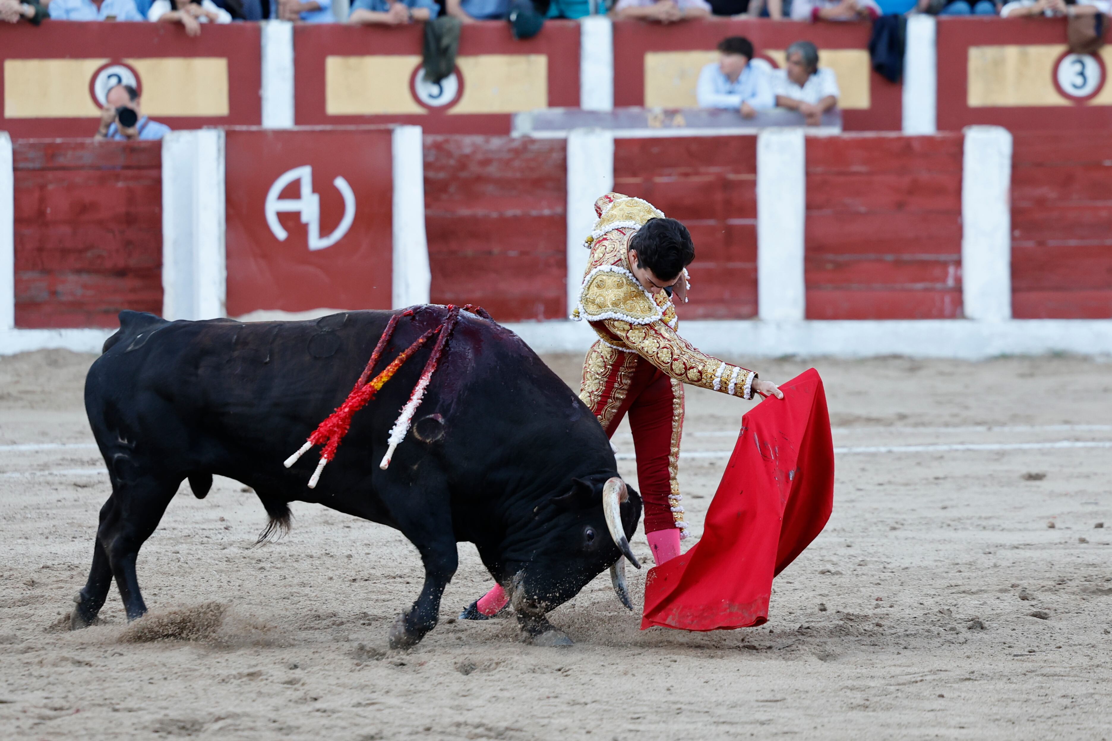 TALAVERA DE LA REINA (CASTILLA LA MANCHA), 23/09/2023.- El torero Tomás Rufo lidia su segundo toro de la tarde este sábado, en la corrida de toros de la Feria de San Mateo de Talavera de la Reina (Castilla y la Mancha). EFE/ Manu Reino
