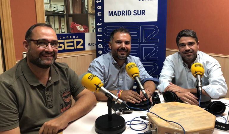 Jorge Juan Rodríguez, concejal PSOE en Getafe, David Conde, portavoz del PP en Valdemoro, y Carlos Delgado, portavoz de ULEG.