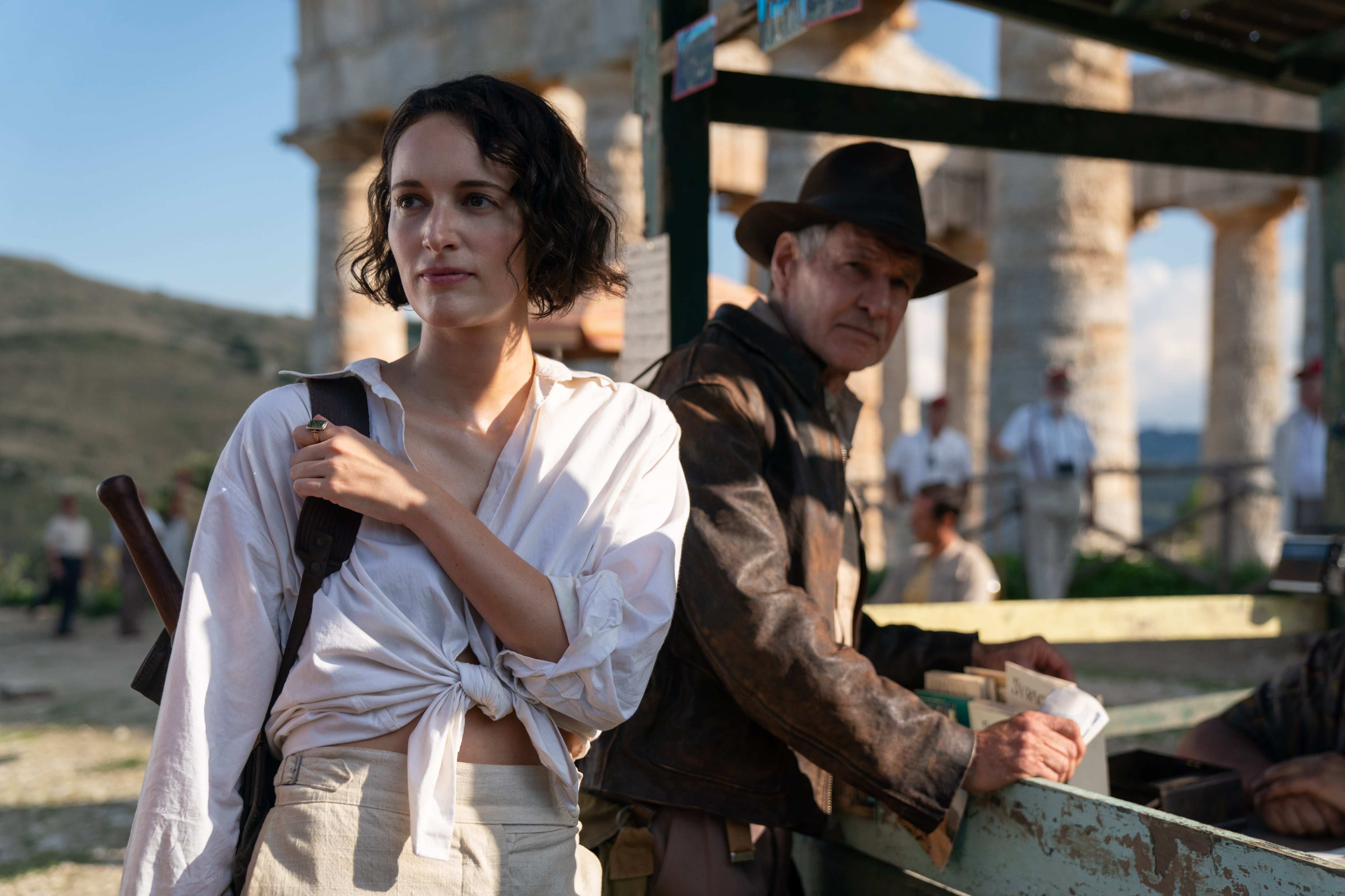 (L-R): Helena (Phoebe Waller-Bridge) and Indiana Jones (Harrison Ford) in Lucasfilm&#039;s Indiana Jones and the Dial of Destiny. ©2022 Lucasfilm Ltd. & TM. All Rights Reserved.