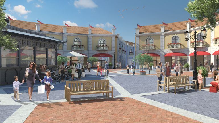 Así será la plaza en torno al nuevo outlet en la zona de ampliación de Plaza Mayor en Málaga