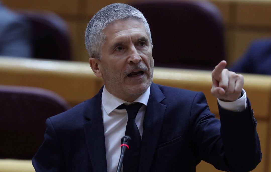 El ministro del Interior, Fernando Grande-Marlaska, durante la sesión del control al Gobierno celebrada este martes en el Senado.