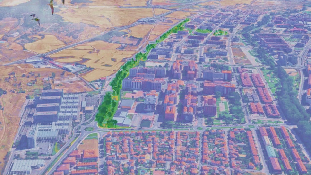 Recreación del proyecto de &#039;Ajardinamiento Avenida Príncipes de Asturias&#039; o &#039;Jardín del HUBU&#039; del Ayuntamiento de Burgos