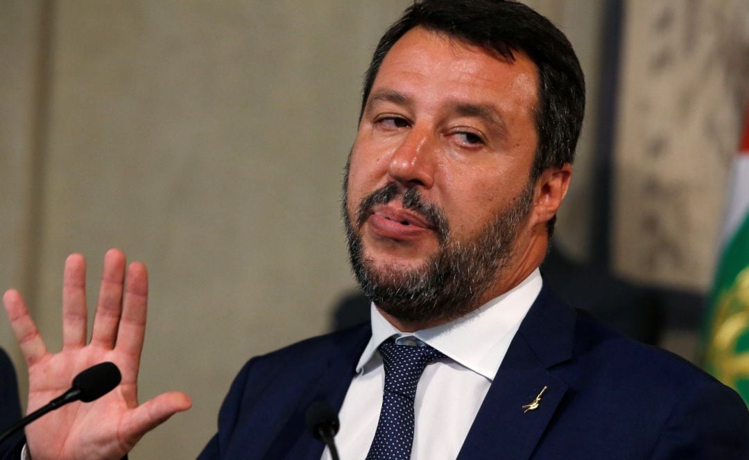 Matteo Salvini durante una rueda de prensa.