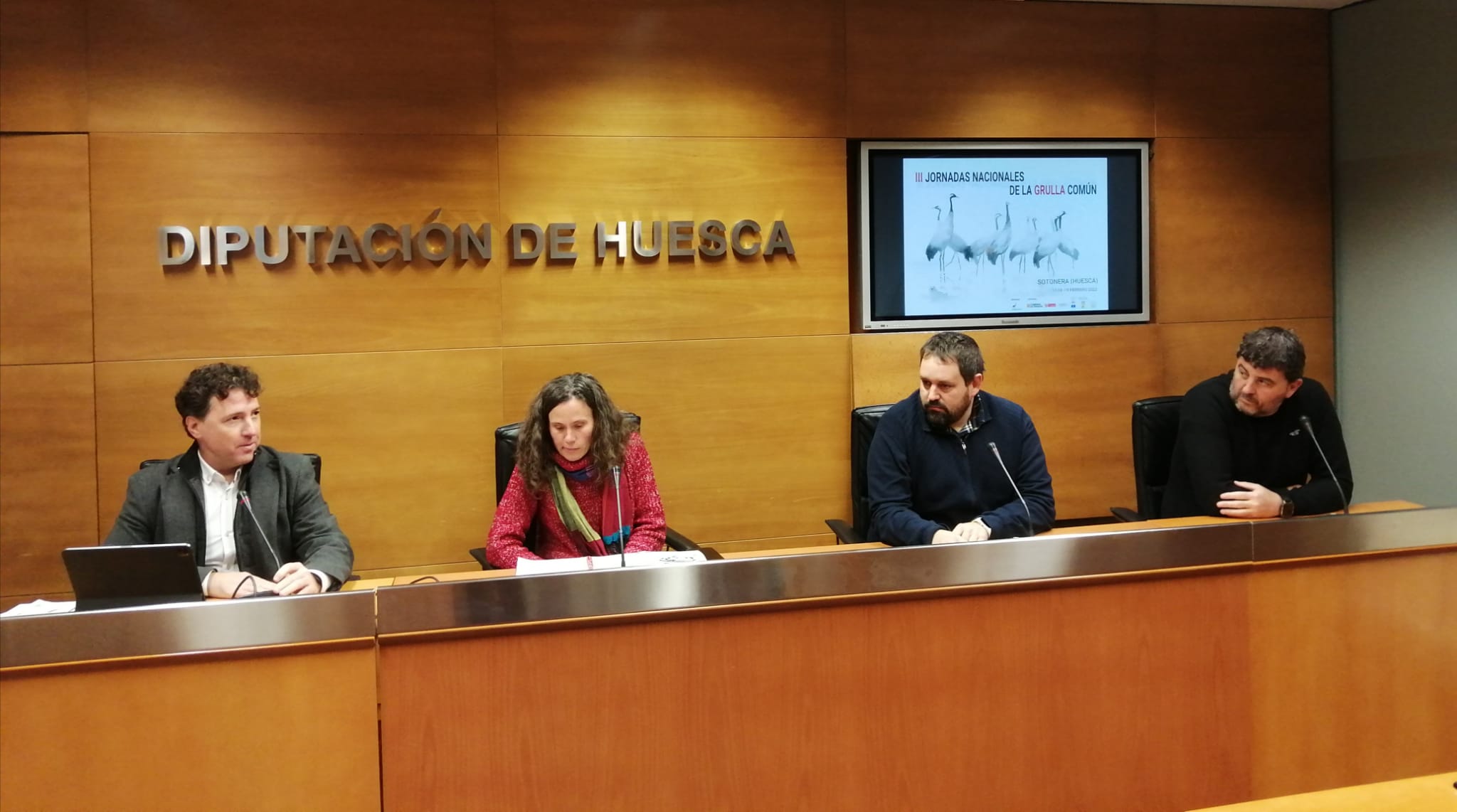 Momento de presentación de las III Jornadas Nacionales  de la grulla común