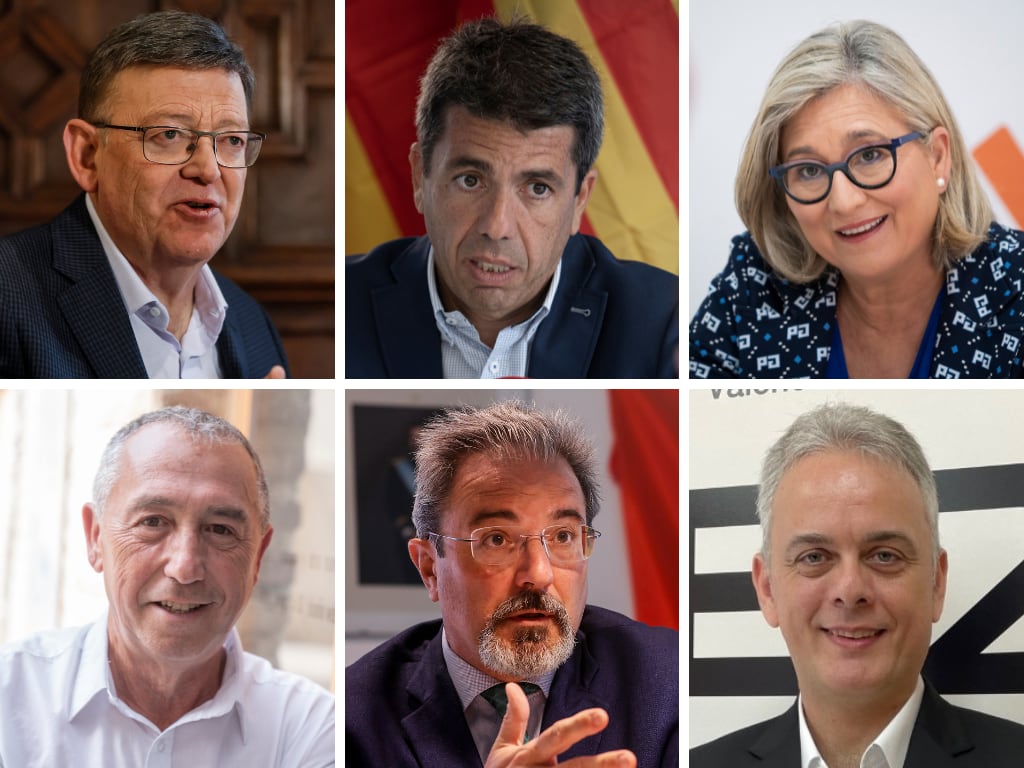 Los seis principales candidatos a las elecciones autonómicas en la Comunitat Valenciana.