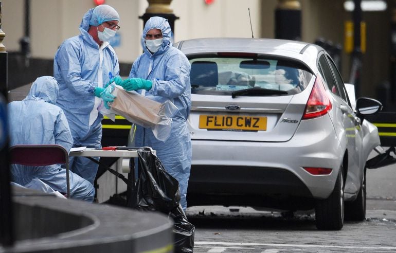 El vehículo que chocó contra las barreras del Parlamento británico.