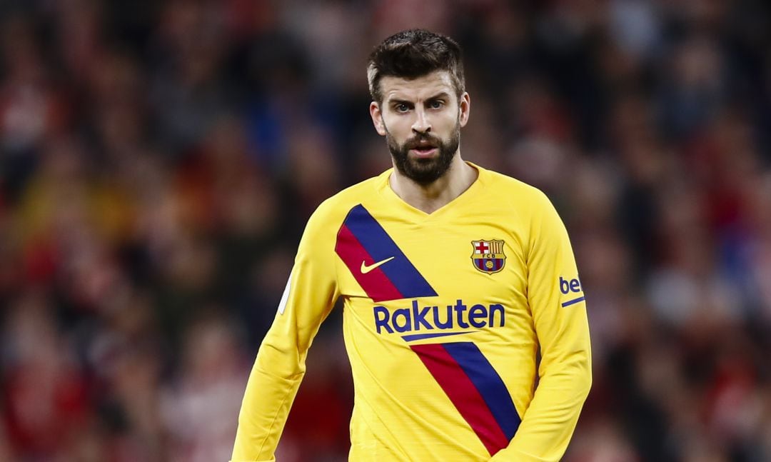 Piqué, durante el partido contra el Athletic. 