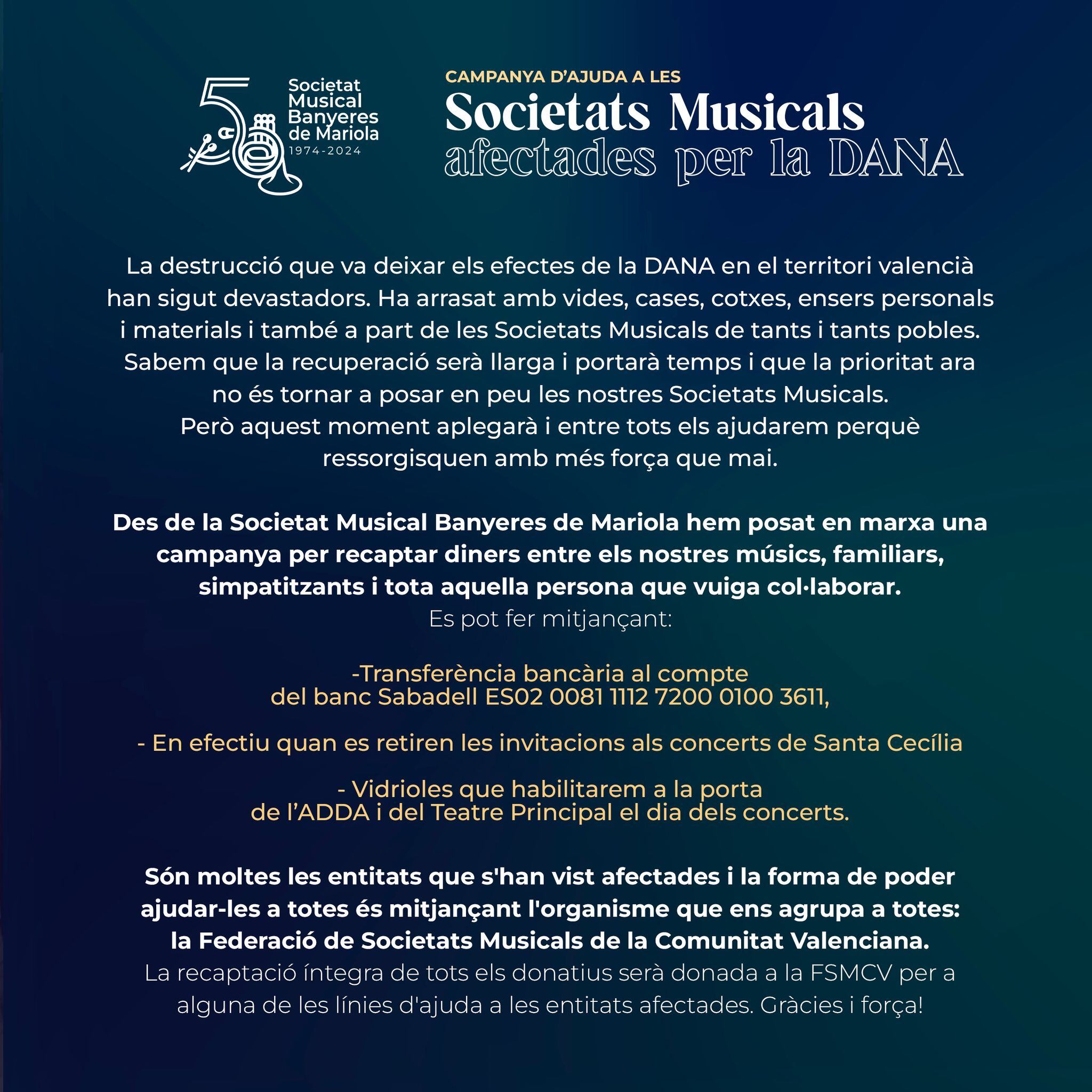 Comunicado de la Societat Musical