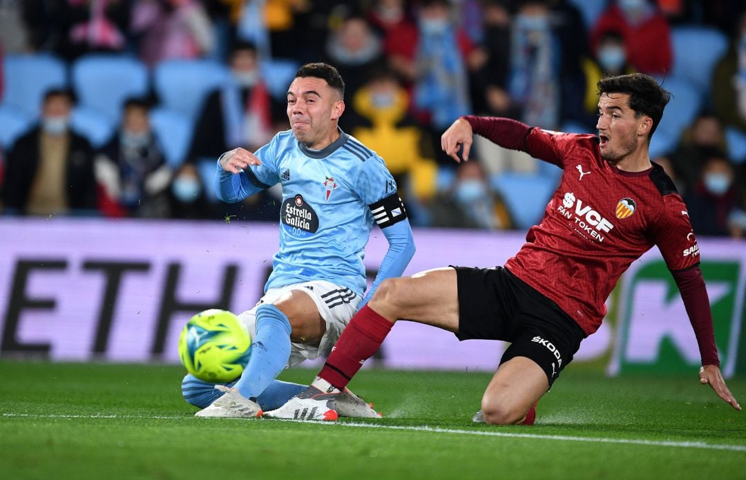 Iago Aspas durante el partido de Balaídos ante el Valencia