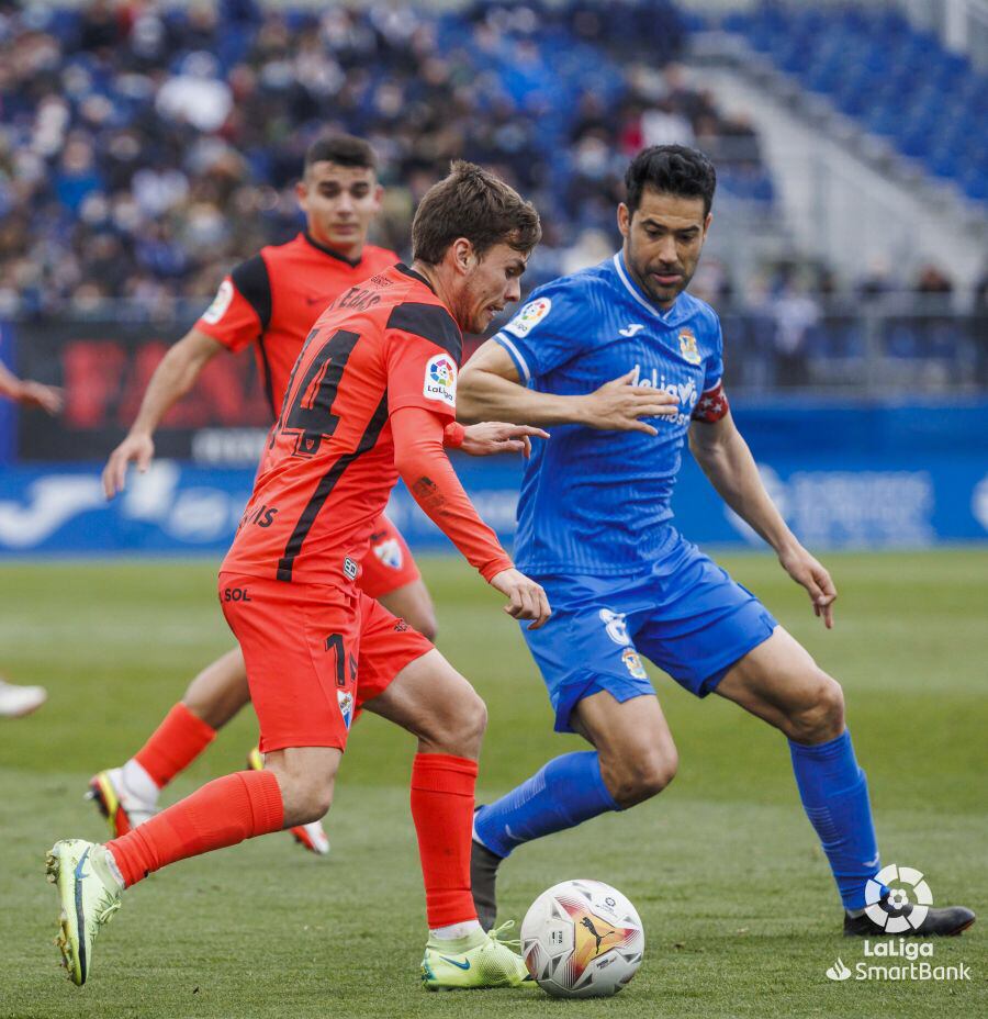 El jugador del Málaga Aleix Febas en el partido ante el Fuenlabrada