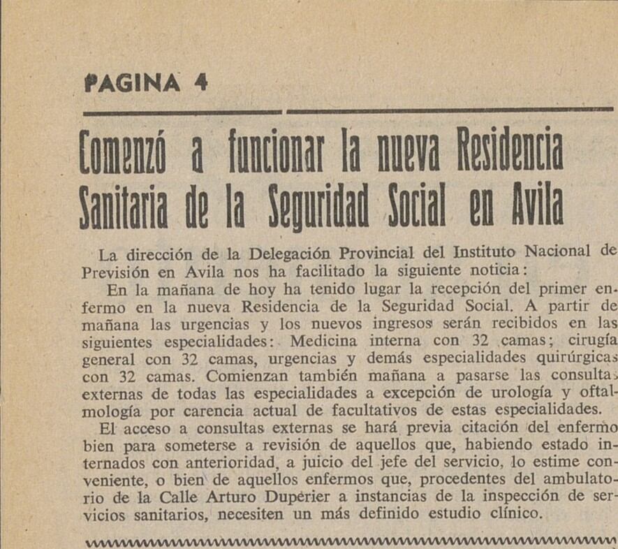 El Diario de Ávila informa del primer día de funcionamiento del hospital