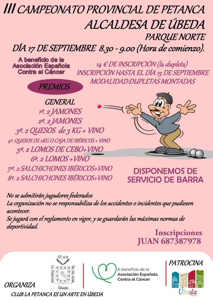 Cartel del III Campeonato Provincial de Petanca‘Alcaldesa de Úbeda’
