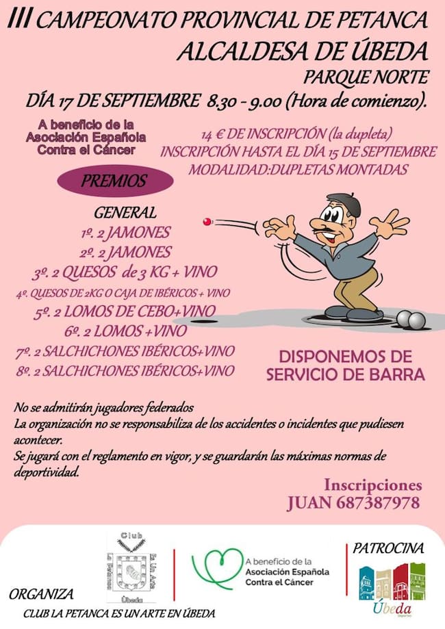 Cartel del III Campeonato Provincial de Petanca‘Alcaldesa de Úbeda’