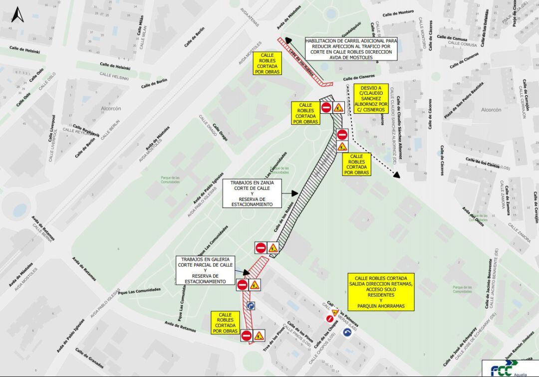 Plano de obras Canal Isabel II Las Retamas Alcorcón