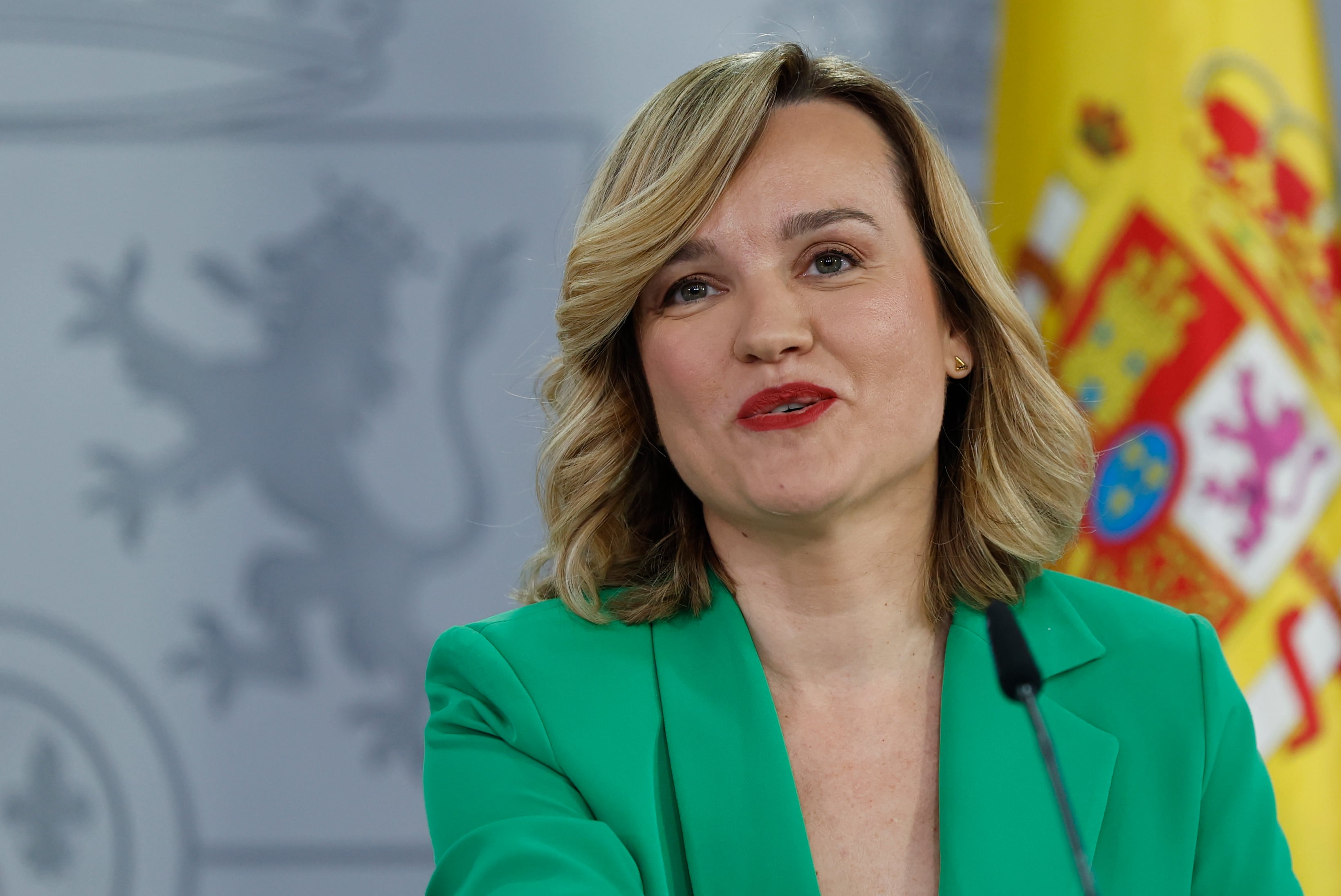 MADRID (ESPAÑA), 20/05/2025.- La ministra de Educación y portavoz del Gobierno, Pilar Alegría durante la rueda de prensa tras el Consejo de Ministros celebrado este martes en el palacio de La Moncloa, Madrid. EFE/ Mariscal