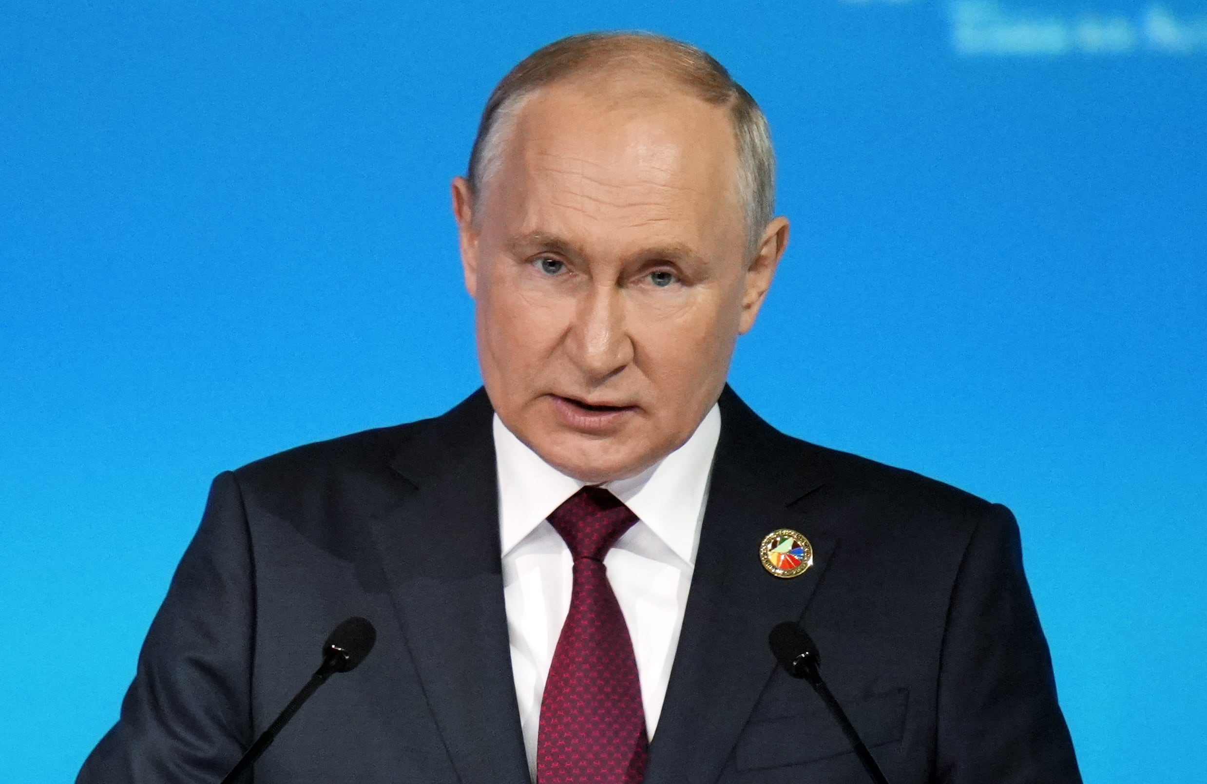 El presidente ruso Vladimir Putin durante el Foro Económico y Humanitario Rusia-África en San Petersburgo