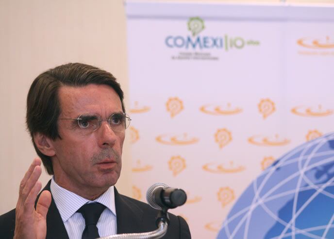 El expresidente del Gobierno español Jose María Aznar, durante una rueda de prensa en Ciudad de México