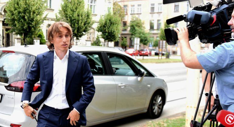 El futbolista Luka Modric, a su llegada al juicio.