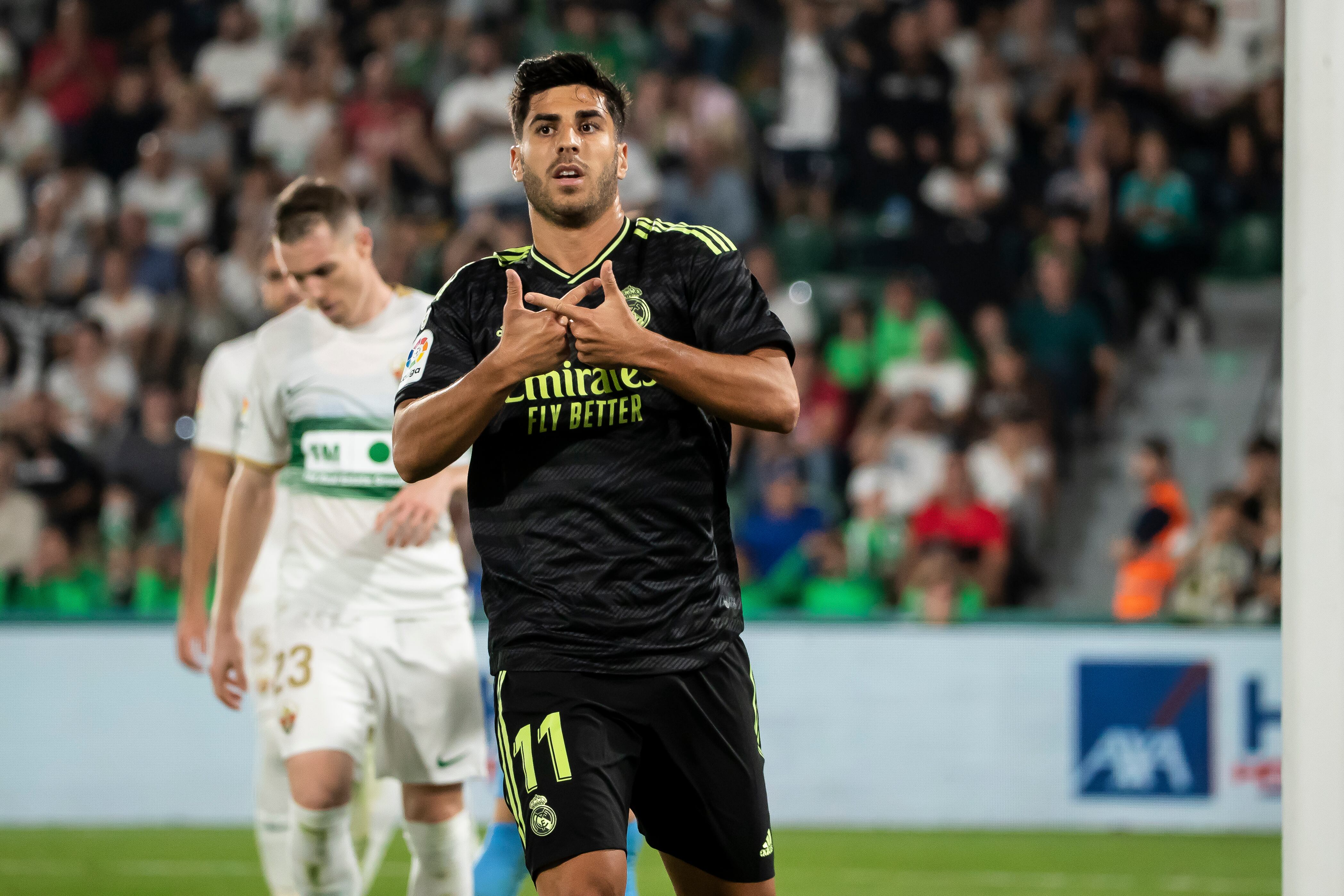 Asensio celebra su gol en Elche.