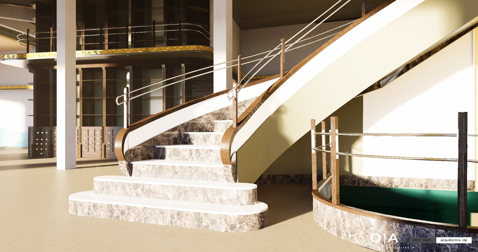 Escalera del interior del local