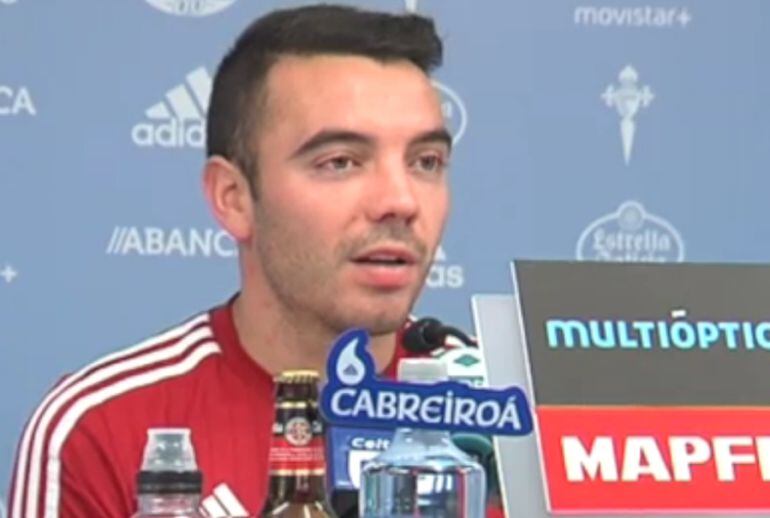 Iago Aspas en un momento de la Rueda de Prensa