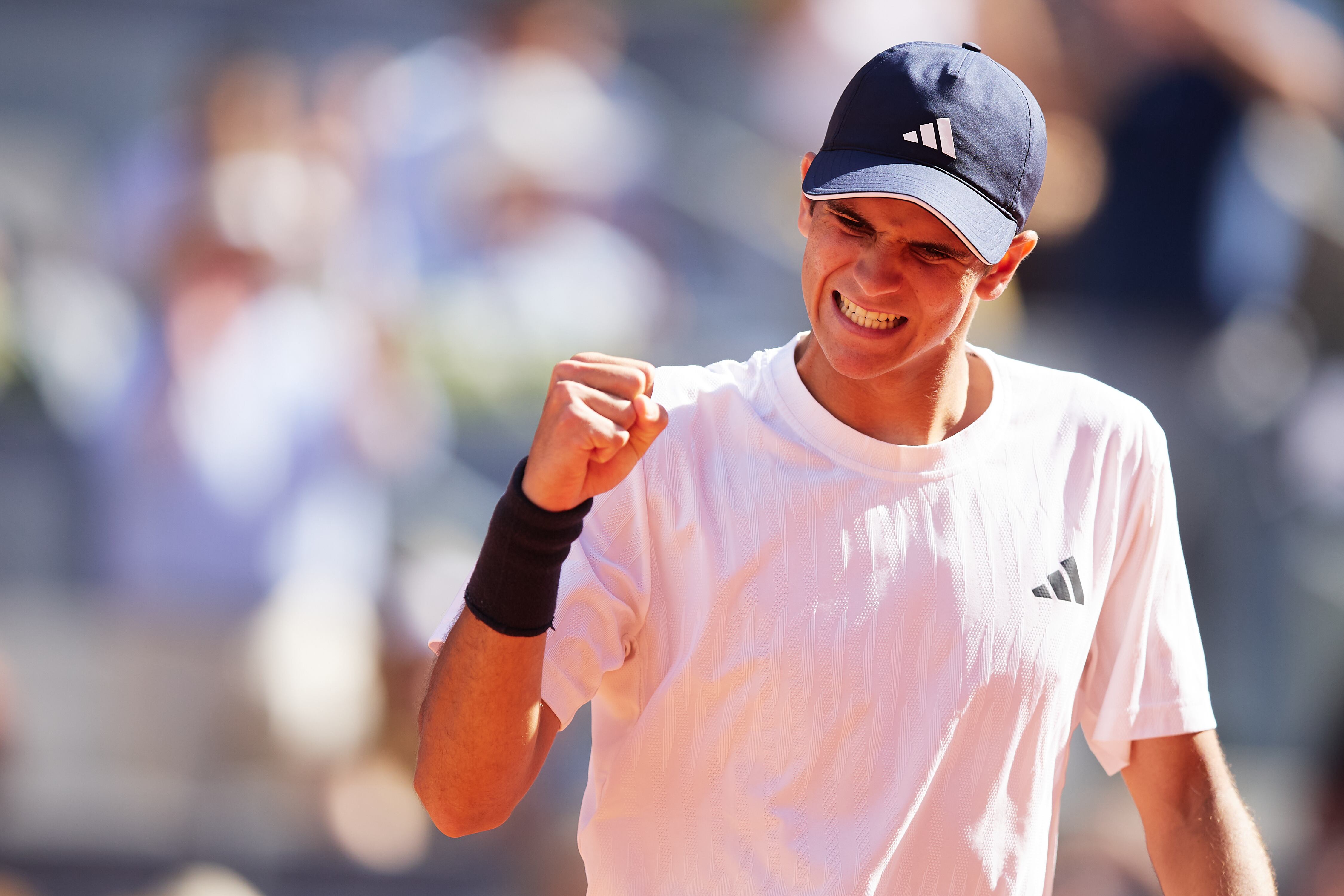 Rafa Jódar celebra un punto ante Vit Kopriva durante el Mutua Madrid Open