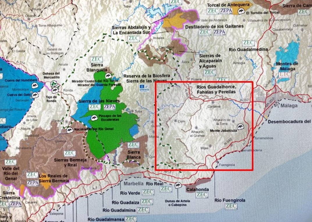 Espacio que ocuparía el futuro Parque Natural de Sierra de Mijas- Alpujata