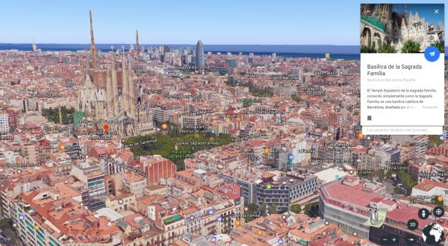 Vista de Barcelona con el botón 3D.