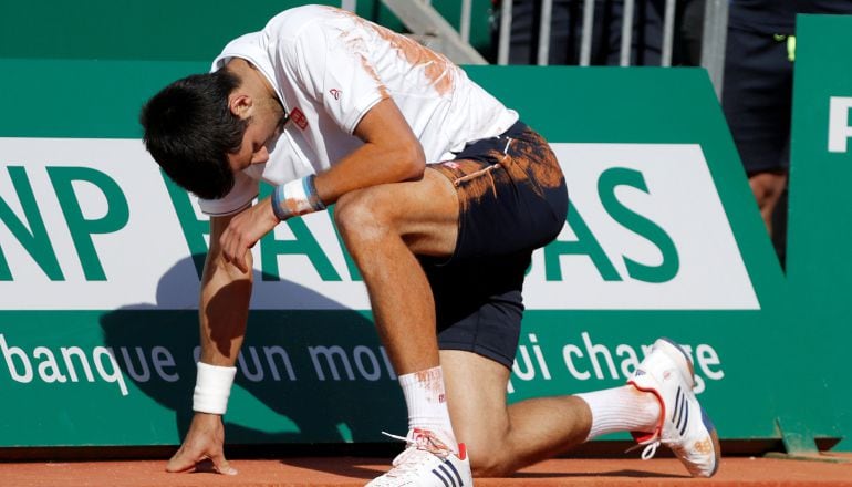 Novak Djokovic, tras perder un punto ante Goffin