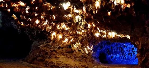 Interior de la mina de &#039;lapis specularis&#039; de Saceda del Río, en Huete (Cuenca).