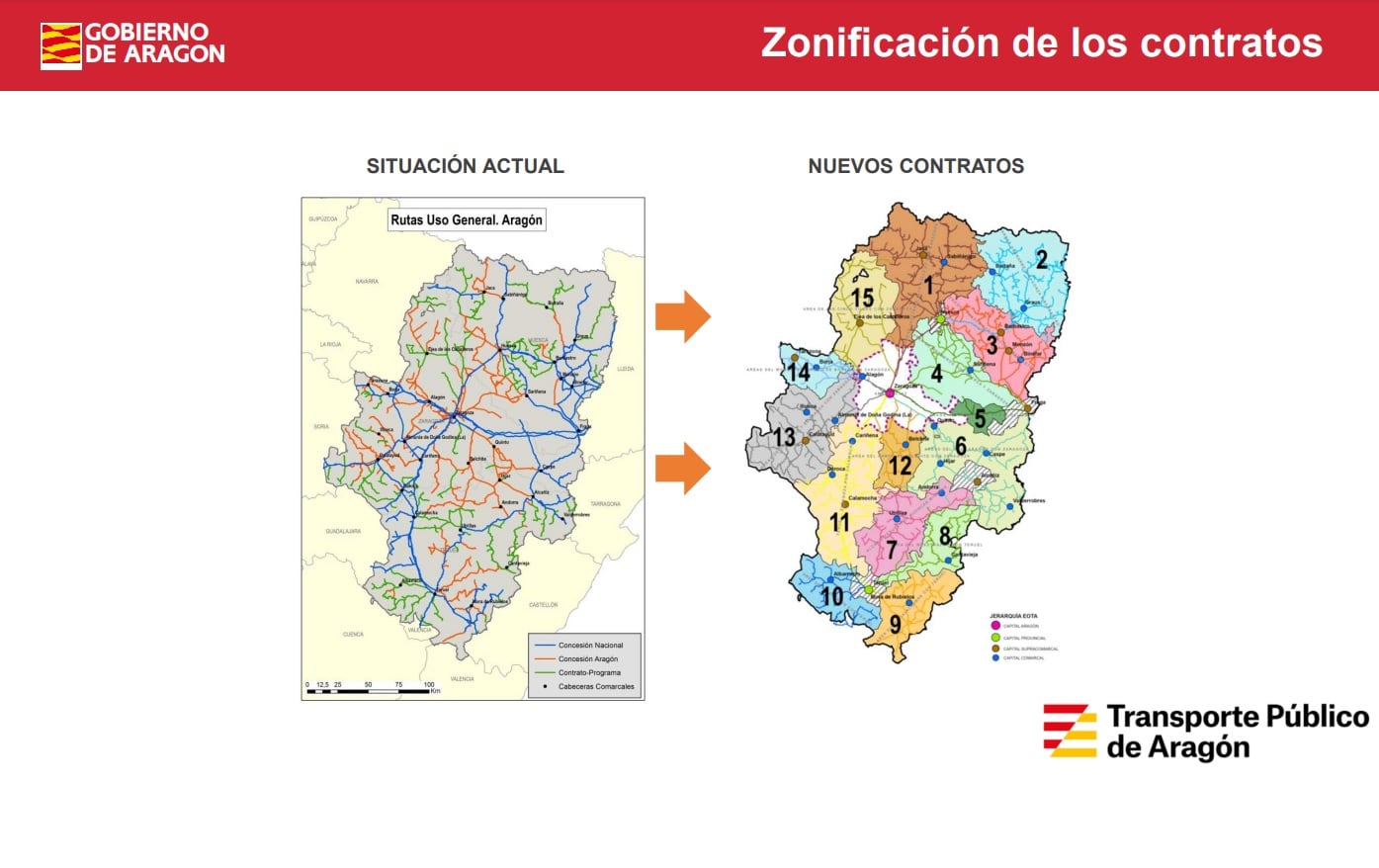 Nueva distribución de las rutas de autobuses interurbanos de Aragón